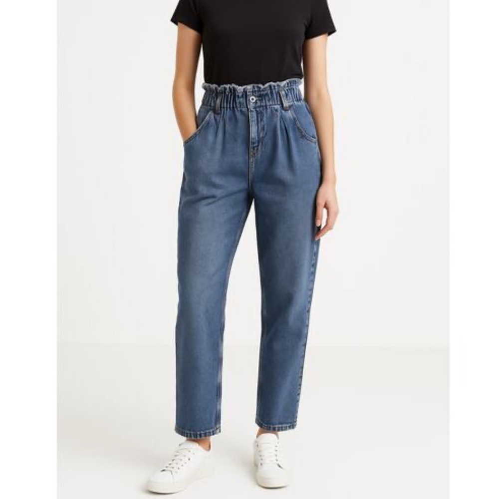 Hudson High Rise Paper Bag Relaxed Straight Leg Denim Blue Jeans Women’s Size 26